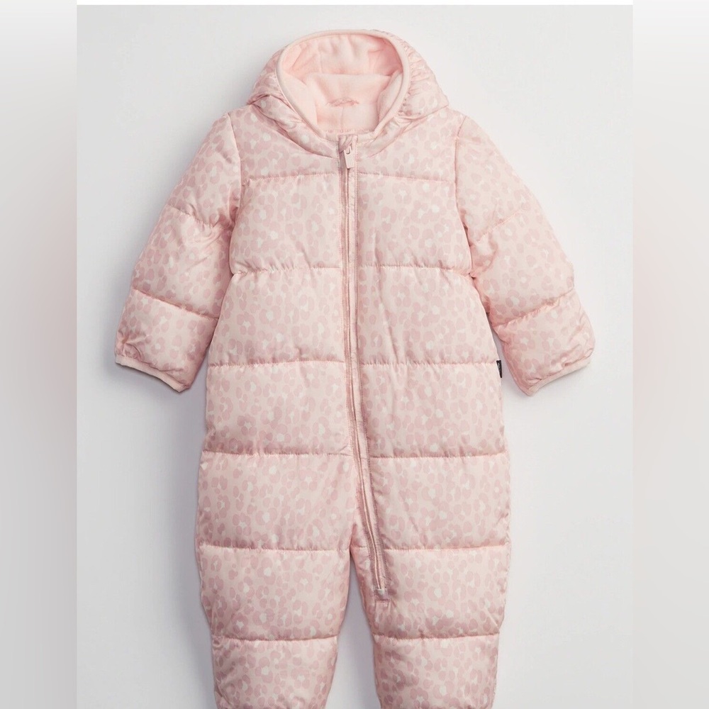Like New Baby Gap Cold Control Max Pink Leopard Snowsuit Onepiece 6-12m